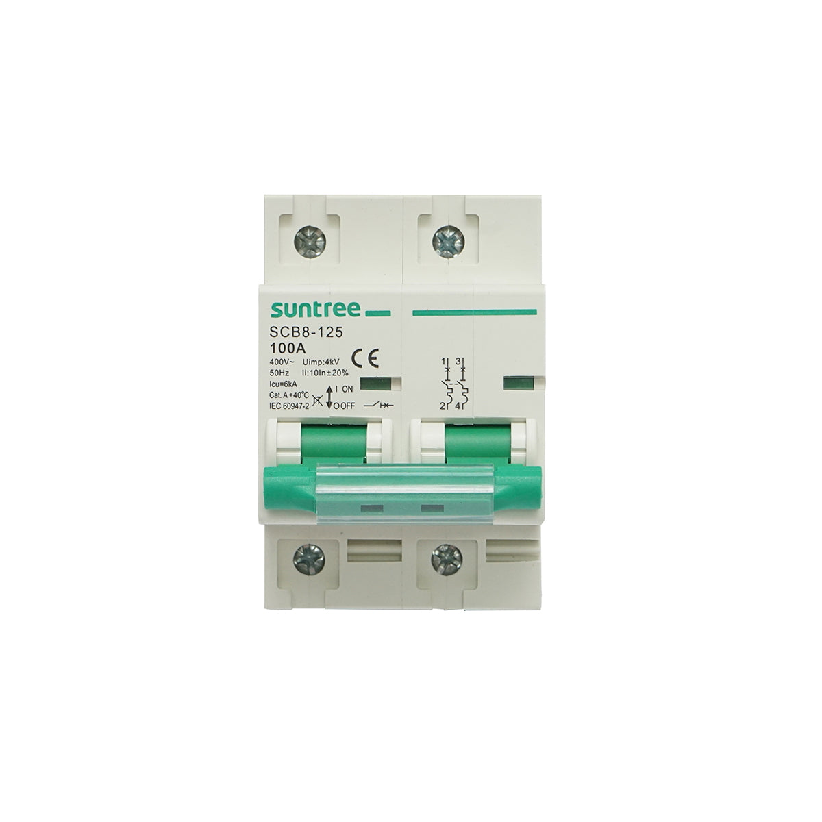 Automatic circuit breaker 2P, 100A 400V, 4.5kA Suntree
